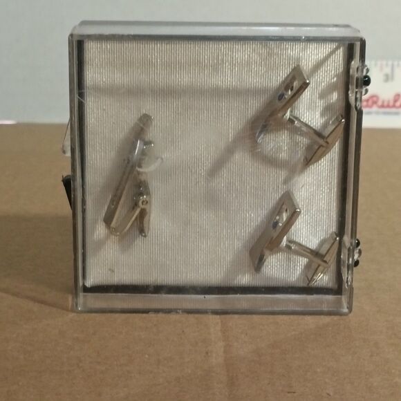 Mens Vintage Silver Tone Buckle Cufflinks Tie Clip Blue Rhinestone - Picture 4 of 6